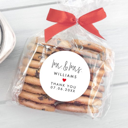 Aangepaste Mr. Mevrouw Trouwfeest Favorieten Bedan Ronde Sticker