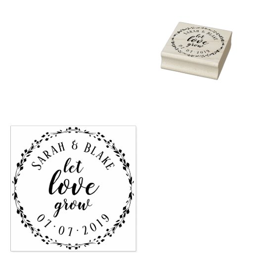 Aangepaste Mr & Mrs Delicate krans Laat liefde gro Rubberstempel (Gestempeld)