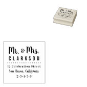 Aangepaste Mr & Mrs Familienaam Modern Retouradres Rubberstempel (Gestempeld)