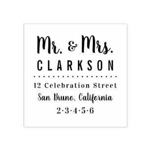 Aangepaste Mr & Mrs Familienaam Modern Retouradres Rubberstempel
