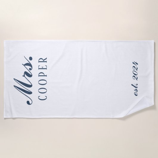 Aangepaste Mr&Mrs Honeymoon Gift Passen getrouwd G Strandlaken (Voorkant)