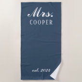 Aangepaste Mr&Mrs Honeymoon Gift Passen getrouwd G Strandlaken (Voorkant)