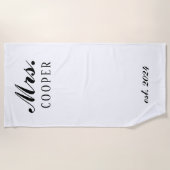 Aangepaste Mr&Mrs Honeymoon Gift Passen getrouwd Strandlaken (Voorkant)