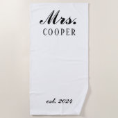 Aangepaste Mr&Mrs Honeymoon Gift Passen getrouwd Strandlaken (Voorkant)