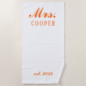 Aangepaste Mr&Mrs Huwelijksreis Gift Passen getrou Strandlaken (Voorkant)