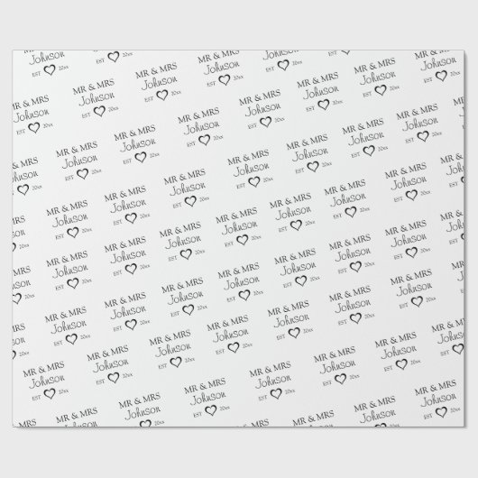 Aangepaste Mr & Mrs Koppel Jubileum Cadeaupapier (Vlak)