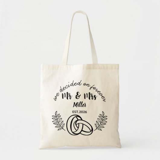 Aangepaste Mr & Mrs Ringen Trouwdag Tote Bag (Voorkant)