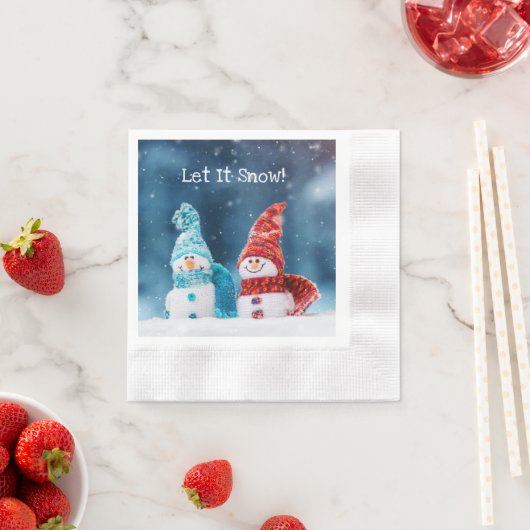 Aangepaste Mr & Mrs Snowman papieren servetten (Insitu)