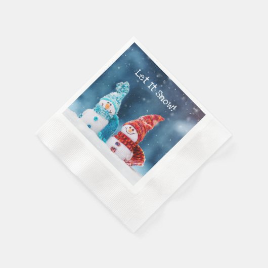 Aangepaste Mr & Mrs Snowman papieren servetten (Hoek)