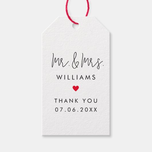 Aangepaste Mr Mrs Wedding Guest Favors Dank u Cadeaulabel (Voorkant)