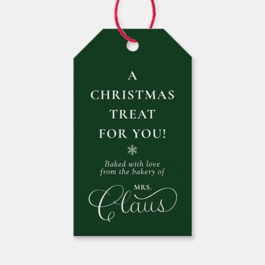 Aangepaste Mrs Claus Kersttraktatie Betoverend Gro Cadeaulabel (Voorkant)