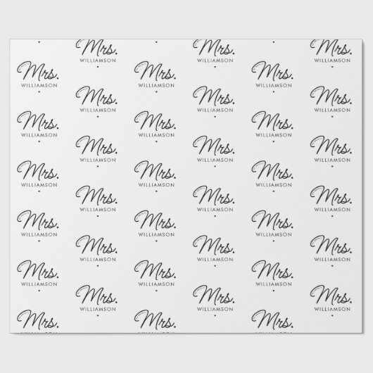Aangepaste Mrs Est. Modern Elegant Script Pas getr Cadeaupapier (Vlak)