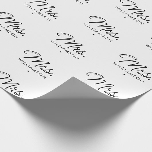 Aangepaste Mrs Est. Modern Elegant Script Pas getr Cadeaupapier (Hoek)