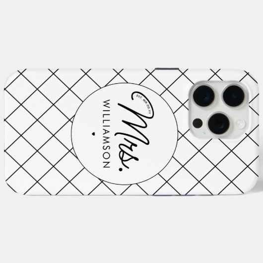Aangepaste Mrs Est. Modern Elegant Script Pas getr Case-Mate iPhone Case (Achterkant (horizontaal))