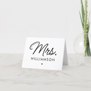 Aangepaste Mrs Est. Modern Elegant Script Pas getr Feestdagen Kaart