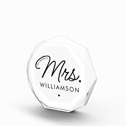 Aangepaste Mrs Est. Modern Elegant Script Pas getr Fotoblokken (Rechts)