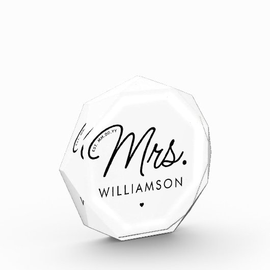 Aangepaste Mrs Est. Modern Elegant Script Pas getr Fotoblokken (Links)