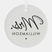 Aangepaste Mrs Est. Modern Elegant Script Pas getr Glas Ornament (Achterkant)