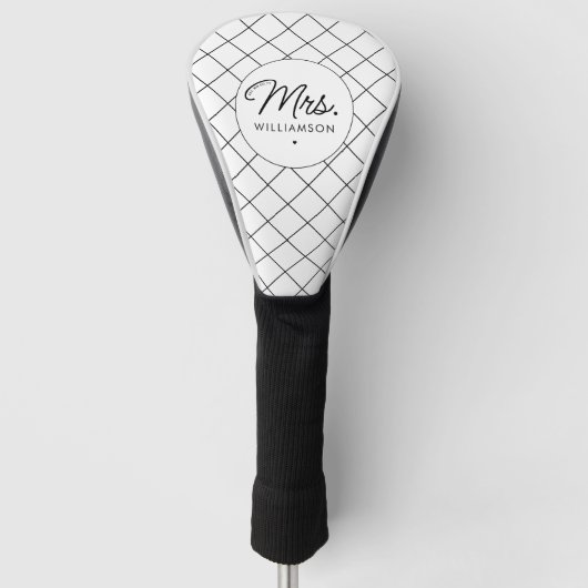 Aangepaste Mrs Est. Modern Elegant Script Pas getr Golfheadcover (Voorkant)