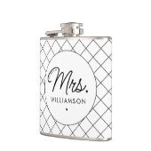 Aangepaste Mrs Est. Modern Elegant Script Pas getr Heupfles (Links)