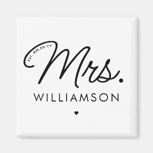 Aangepaste Mrs Est. Modern Elegant Script Pas getr Magneet