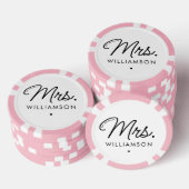 Aangepaste Mrs Est. Modern Elegant Script Pas getr Poker Chips (Opstapeling)