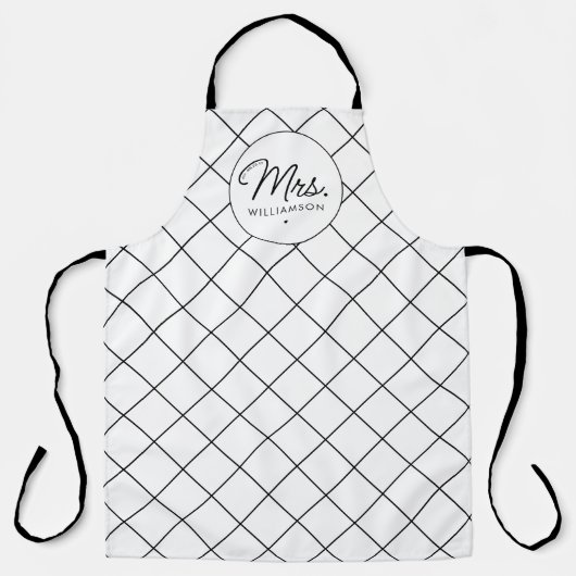 Aangepaste Mrs Est. Modern Elegant Script Pas getr Schort (Voorkant)