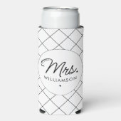 Aangepaste Mrs Est. Modern Elegant Script Pas getr Seltzer Blikjeskoeler (Seltzer Voorkant)