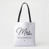 Aangepaste Mrs Est. Modern Elegant Script Pas getr Tote Bag (Voorkant)