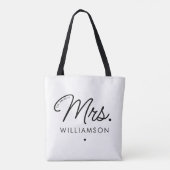 Aangepaste Mrs Est. Modern Elegant Script Pas getr Tote Bag (Achterkant)