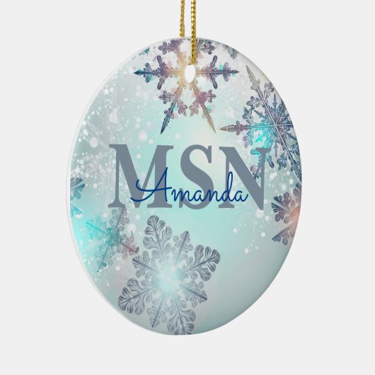 Aangepaste MSN-Afstuderen naam blauw Keramisch Ornament (Rechts)