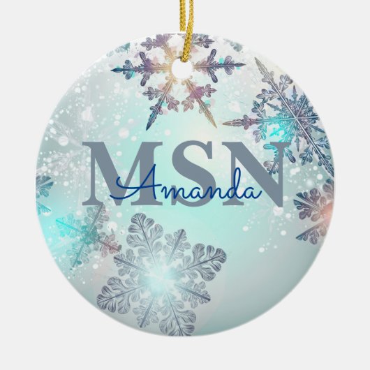 Aangepaste MSN-Afstuderen naam blauw Keramisch Ornament (Voorkant)