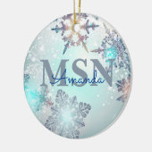 Aangepaste MSN-Afstuderen naam blauw Keramisch Ornament (Links)