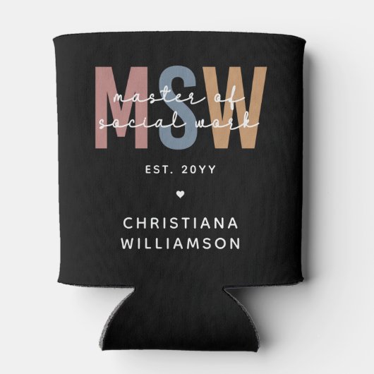 Aangepaste MSW Master of Social Work Retro Afstude Blikjeskoeler (Achterkant)