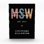 Aangepaste MSW Master of Social Work Retro Afstude Fotoblokken (Voorkant)