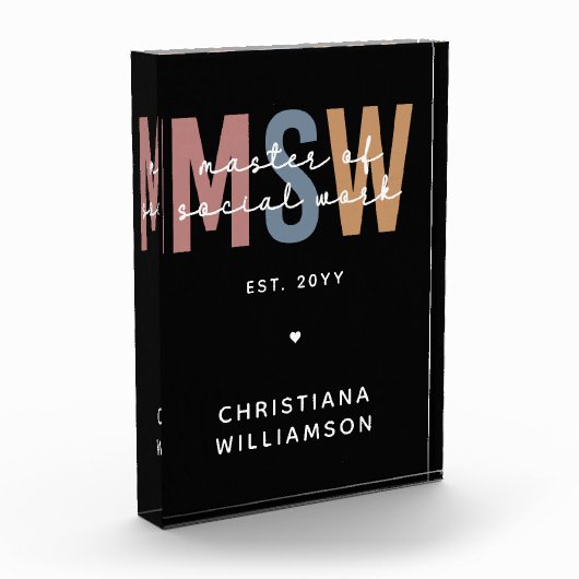 Aangepaste MSW Master of Social Work Retro Afstude Fotoblokken (Links)