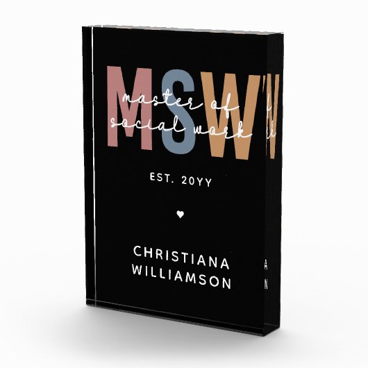 Aangepaste MSW Master of Social Work Retro Afstude Fotoblokken (Rechts)