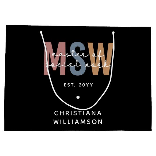 Aangepaste MSW Master of Social Work Retro Afstude Groot Cadeauzakje (Achterkant)