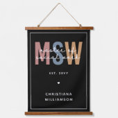 Aangepaste MSW Master of Social Work Retro Afstude Hangend Wandkleed (Voorkant)