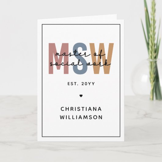 Aangepaste MSW Master of Social Work Retro Afstude Kaart (Voorkant)