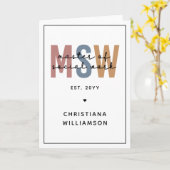 Aangepaste MSW Master of Social Work Retro Afstude Kaart (Gele Bloem)