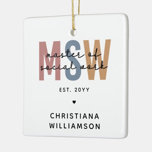 Aangepaste MSW Master of Social Work Retro Afstude Keramisch Ornament (Links)