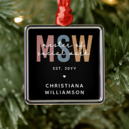 Aangepaste MSW Master of Social Work Retro Afstude Metalen Ornament