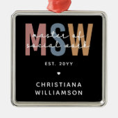 Aangepaste MSW Master of Social Work Retro Afstude Metalen Ornament (Voorkant)