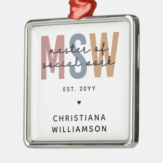 Aangepaste MSW Master of Social Work Retro Afstude Metalen Ornament (Links)