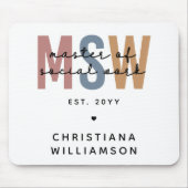 Aangepaste MSW Master of Social Work Retro Afstude Muismat (Voorkant)