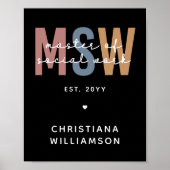 Aangepaste MSW Master of Social Work Retro Afstude Poster (Voorkant)
