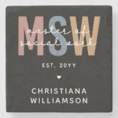 Aangepaste MSW Master of Social Work Retro Afstude Stenen Onderzetter (Voorkant)