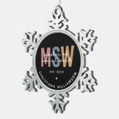Aangepaste MSW Master of Social Work Retro Afstude Tin Sneeuwvlok Ornament (Rechts)