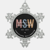 Aangepaste MSW Master of Social Work Retro Afstude Tin Sneeuwvlok Ornament (Voorkant)